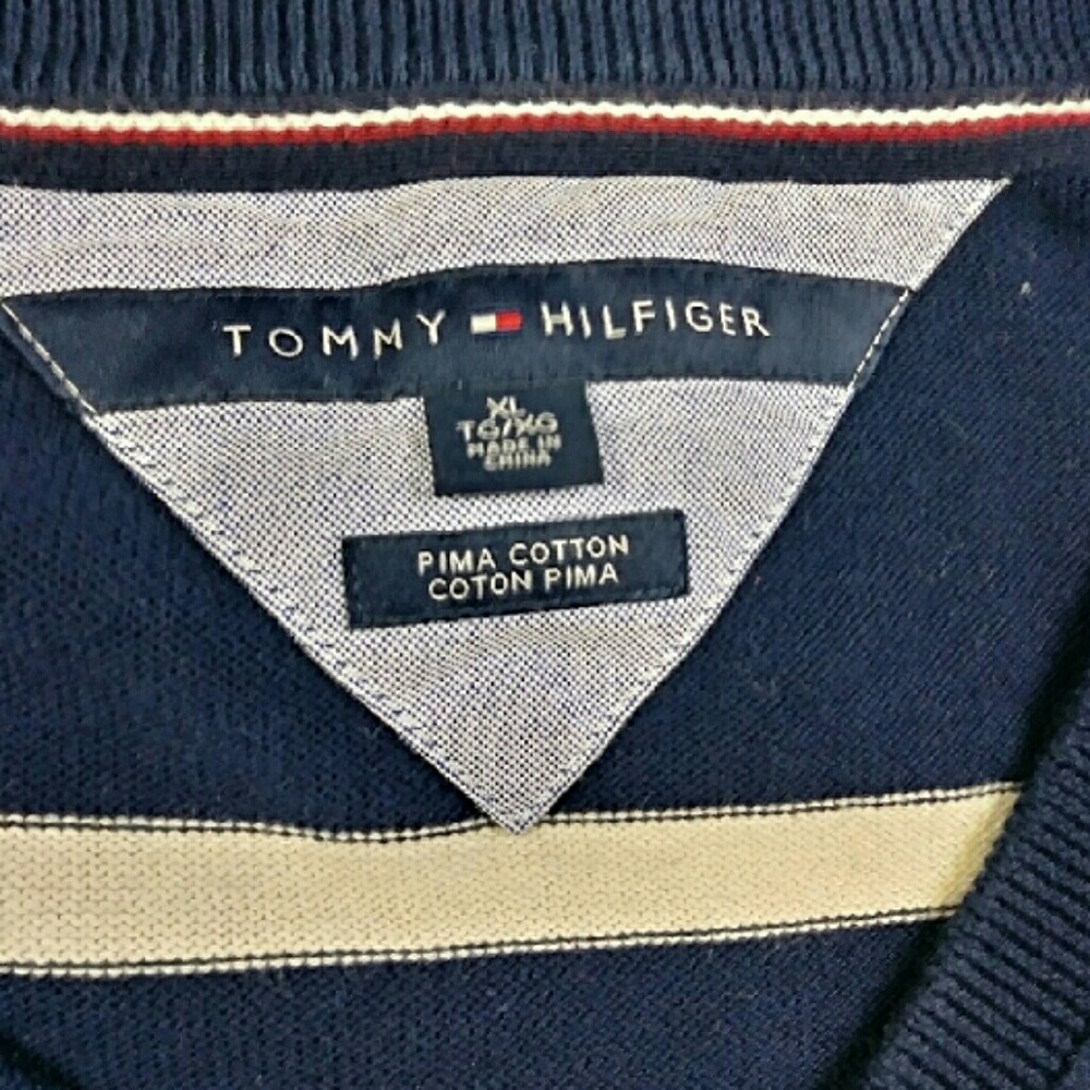 Blue Striped Crew Neck Sweater XL Tommy Hilfiger - Picture 2 of 3